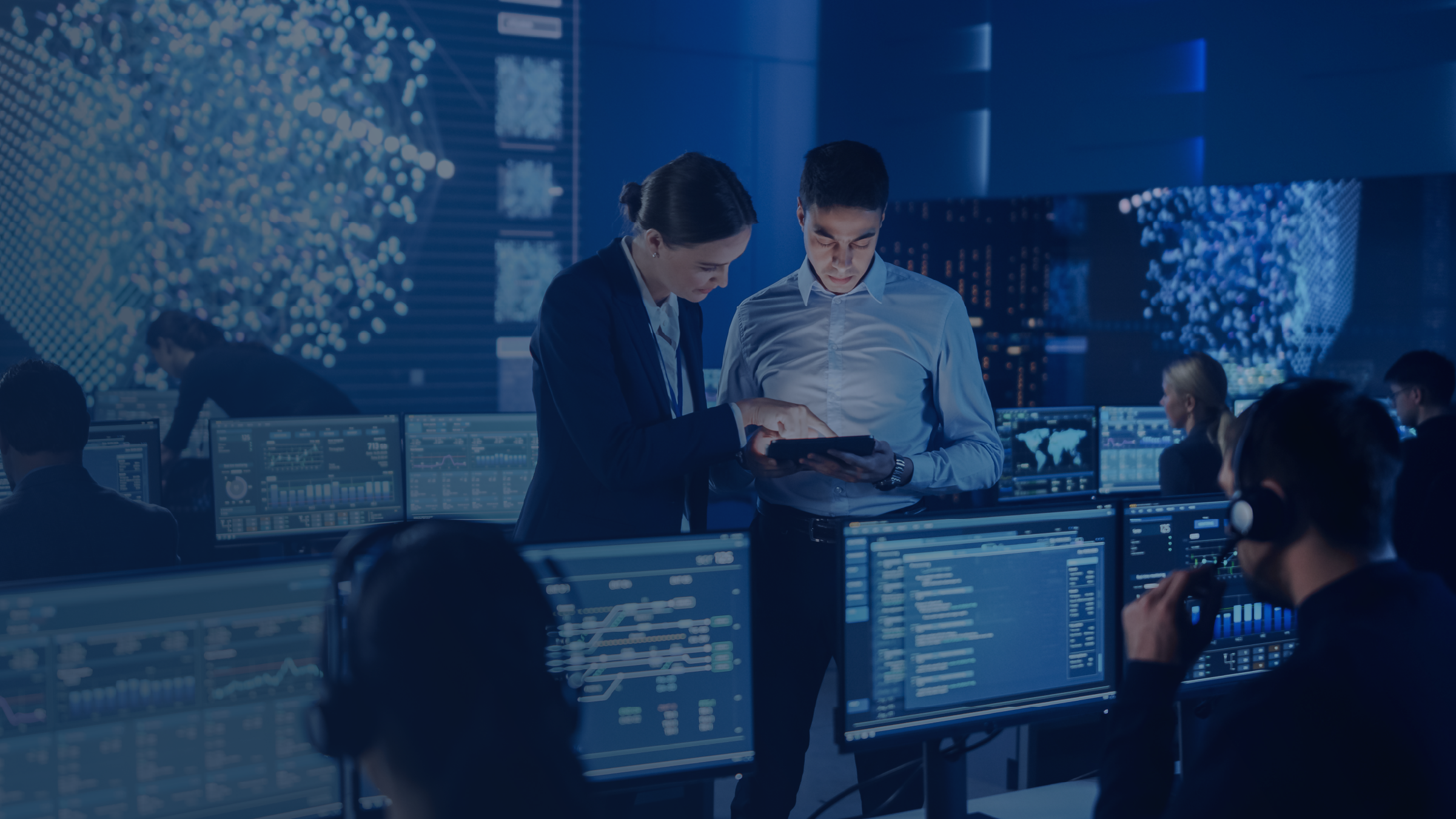 Illustration representing cyber resilience, security operations and risk management in a modern digital environment