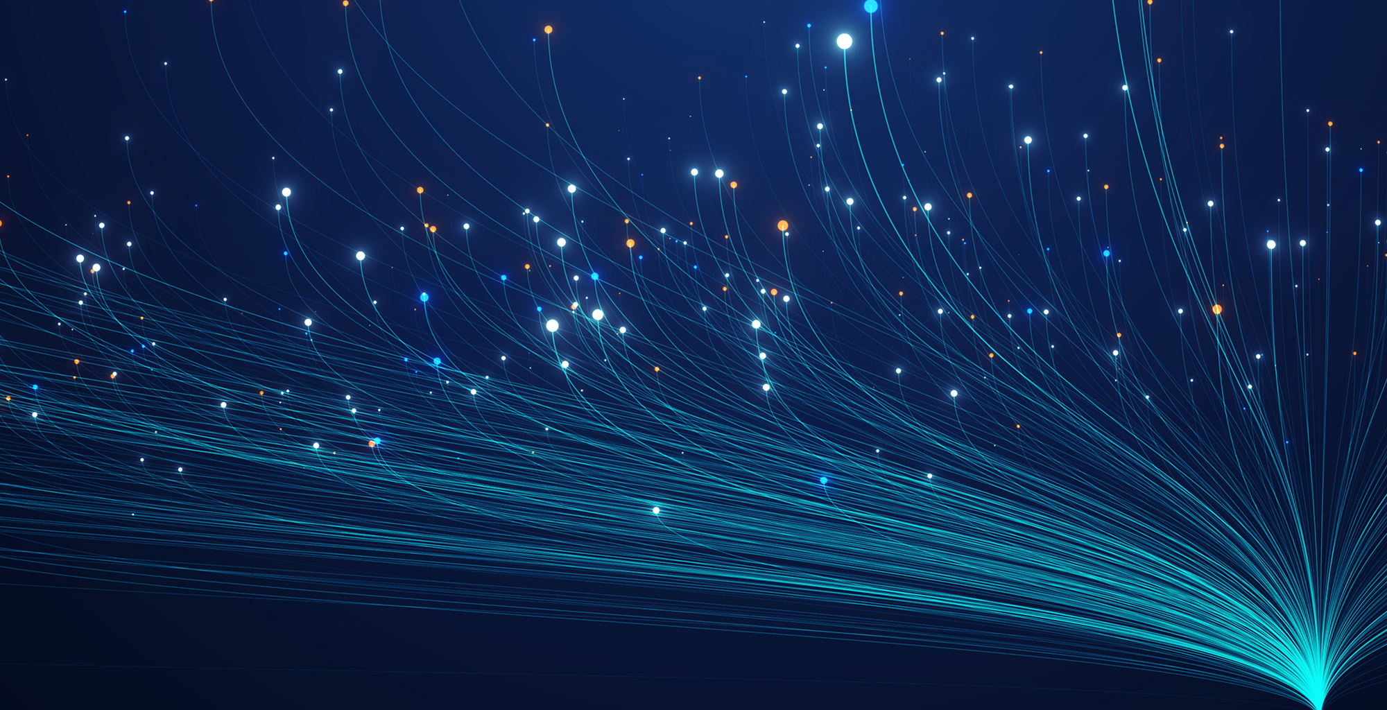 Abstract visualisation of data and AI connections flowing across a digital data platform