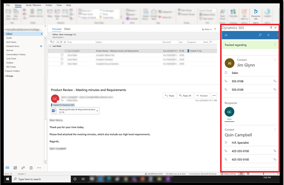 Dynamics 365 CRM Outlook Integration