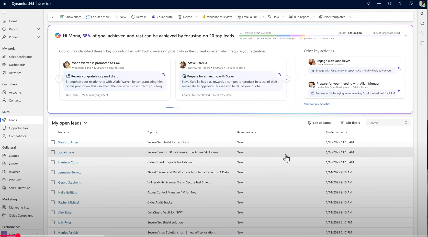 Dynamics 365 Sales AI Agent in action