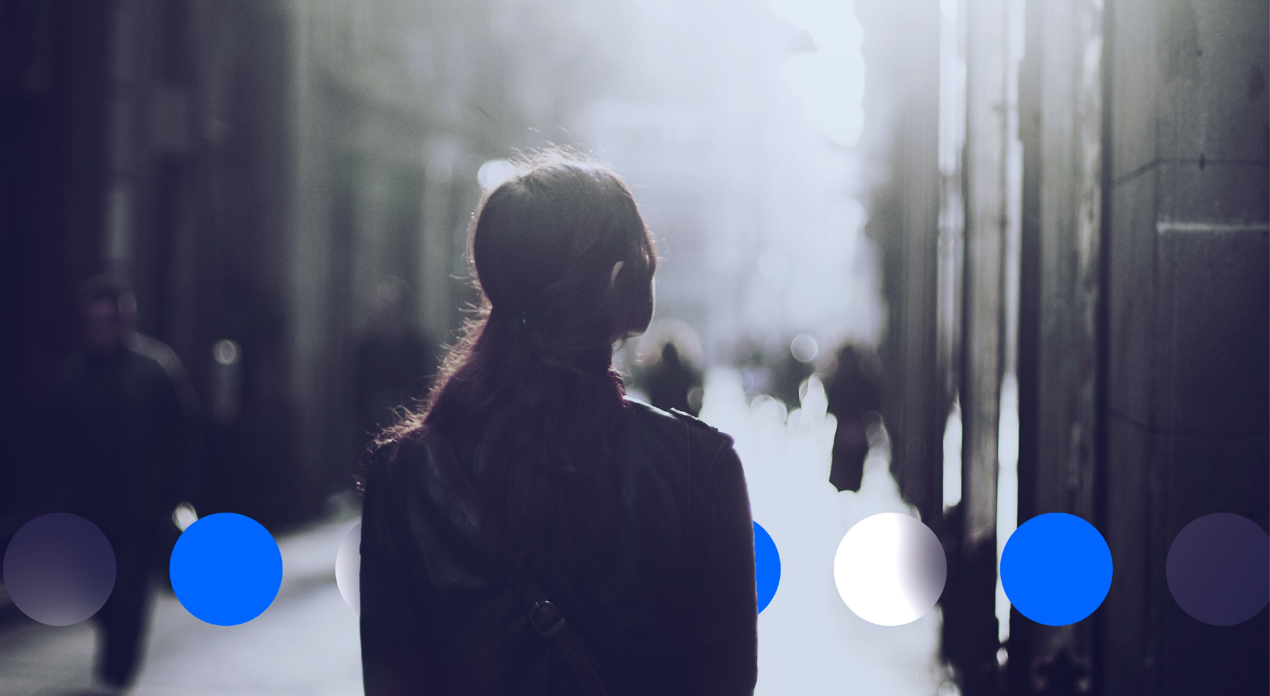 Person walking through a city symbolising ethical AI, data governance, and responsible technology in a connected digital society.