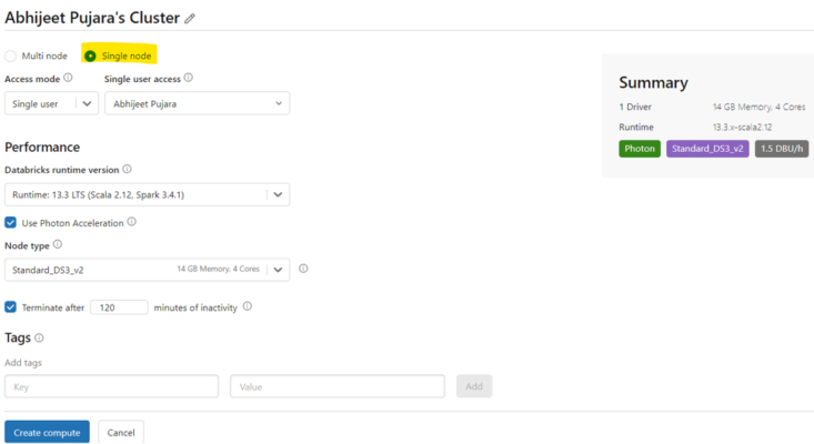 single-node cluster configuration