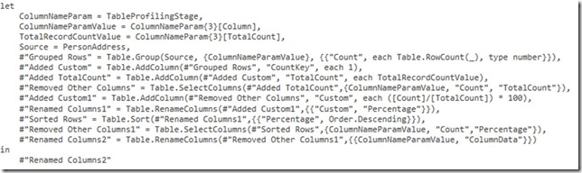 Table profiling stage