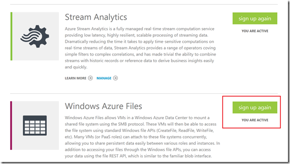 Activate File Service storage account