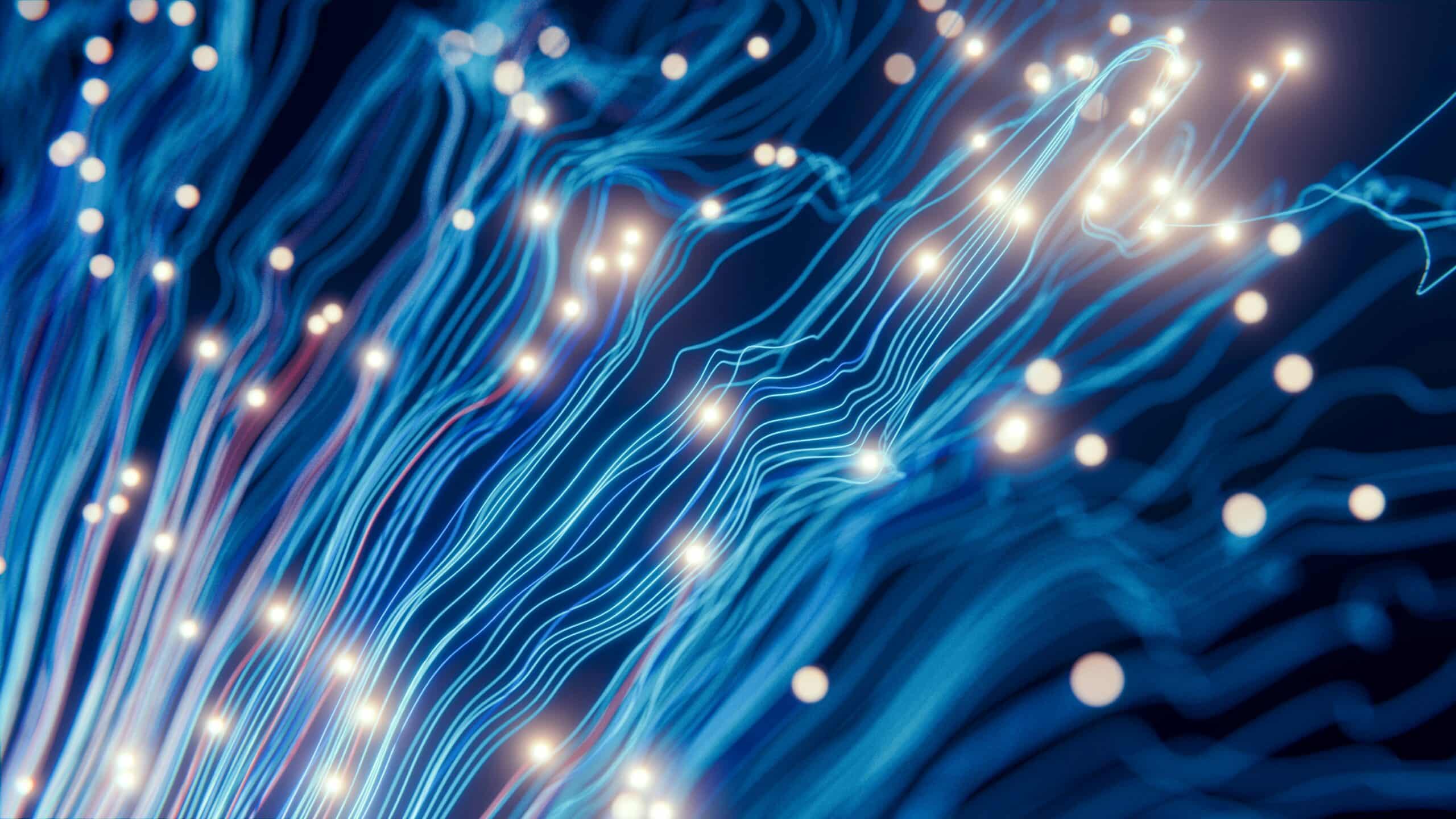 Abstract data network representing AI solution envisioning and connected data insights