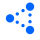 The icon shows three large dots connected by 6 smaller dots, showcasing connection