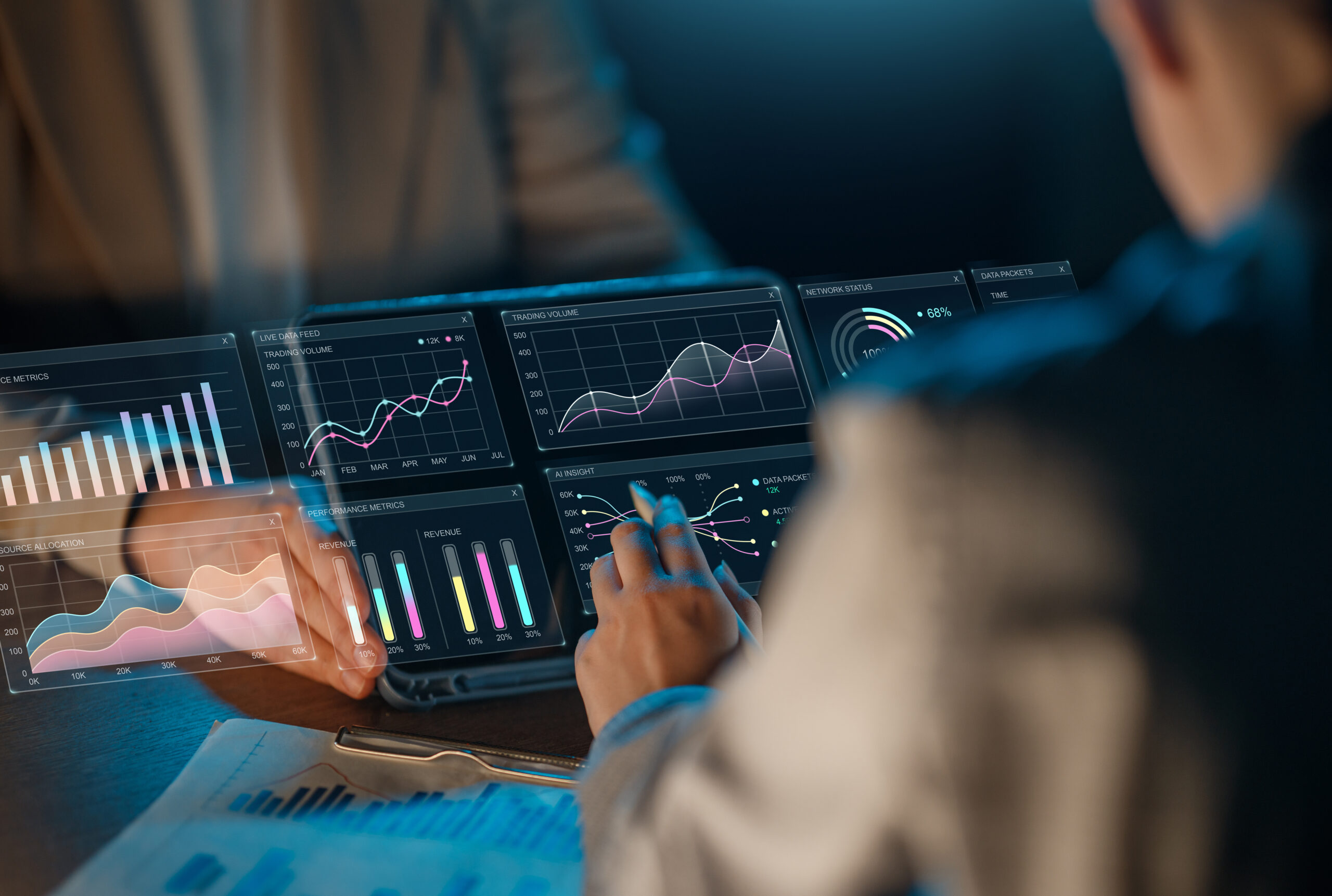 A connected data environment illustrating how a data platform can integrate information across systems and provide a foundation for analytics and AI.