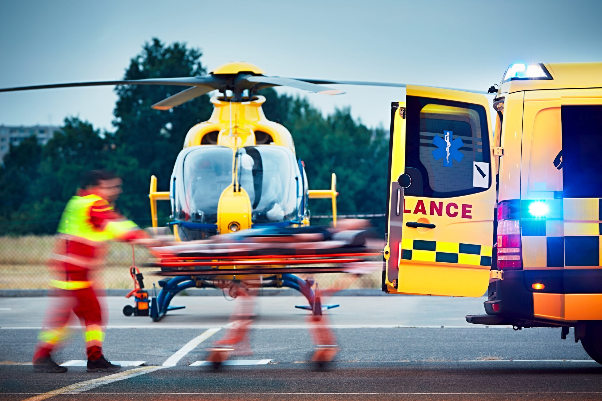 Emergency medical team preparing for an emergency response