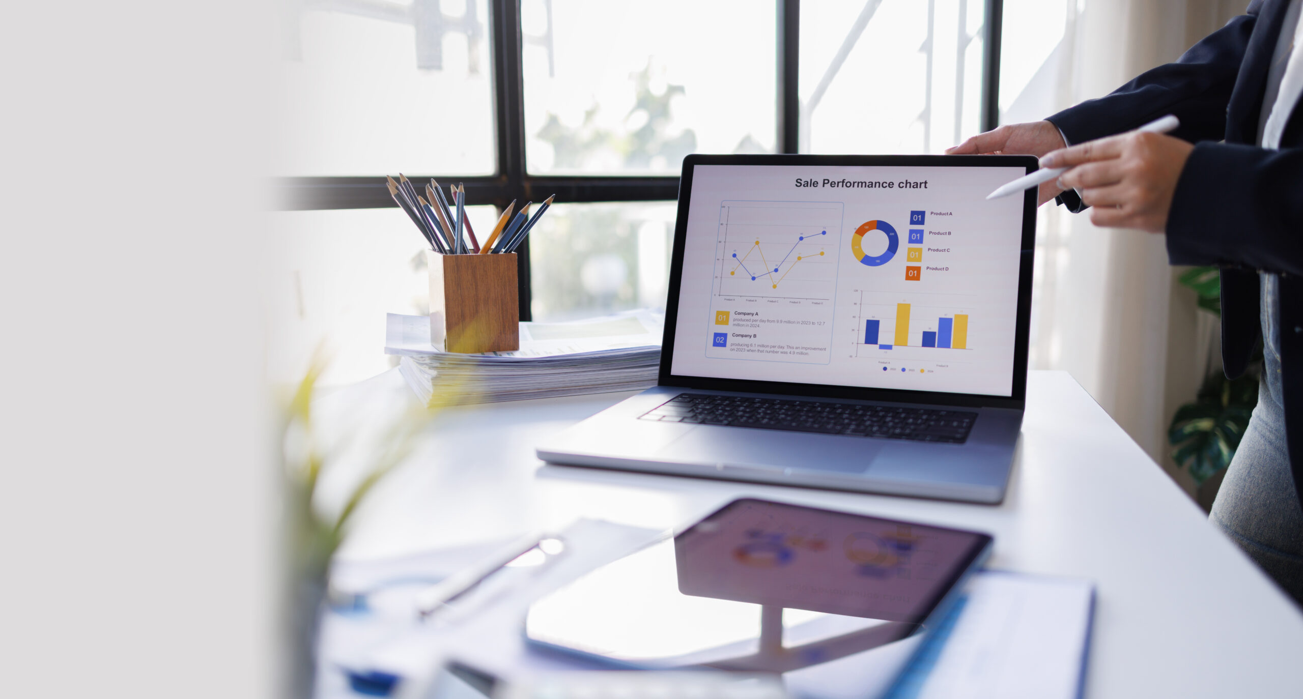 Business analytics dashboard showing performance data