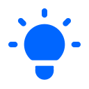 The image shows a lit lightbulb