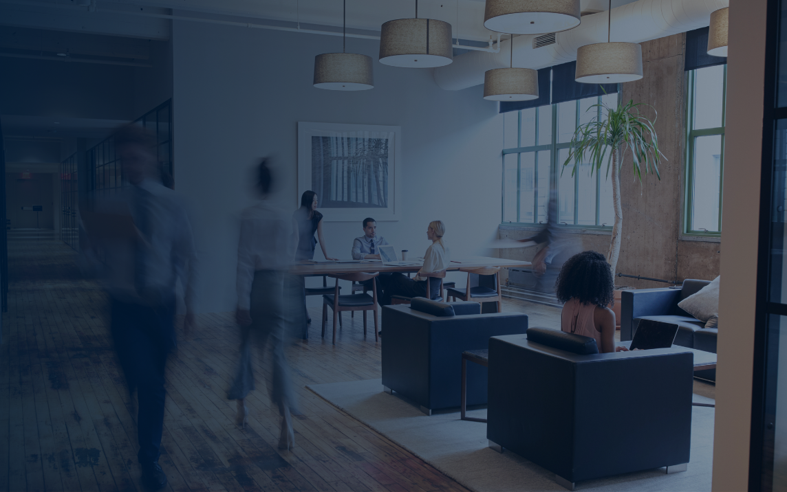 Business professionals collaborating in a modern office environment on data and analytics strategy